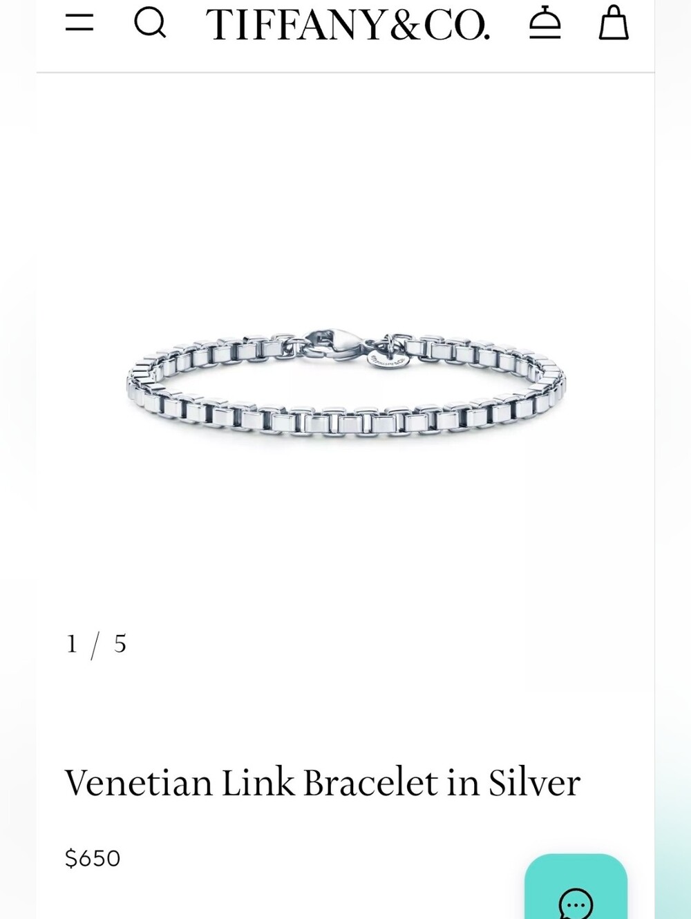 Tiffany & Co. Veneitian Box Chain Bracelet - 925 Silver
